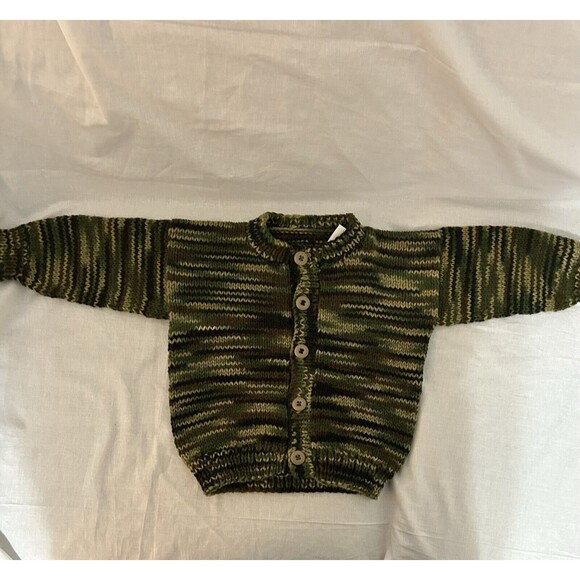 1-2T Boy Khaki, Hand Knitted Baby/Toddler Cardigan Sweater Warm, Soft & Comf - Picture 6 of 8